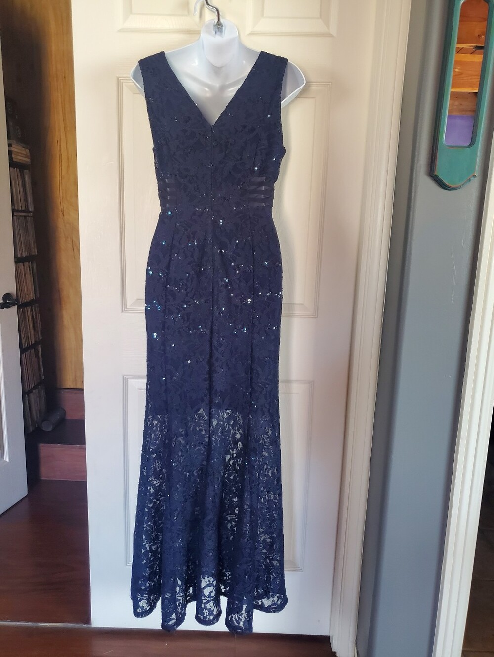Alexa B Nites Mesh Sheer Lace Sequin Evening Dress Mermaid Gown Formal Prom 8 - Picture 6 of 14